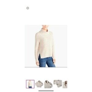 J. Crew Donegal Turtleneck Sweater Lambswool Speckled Cream